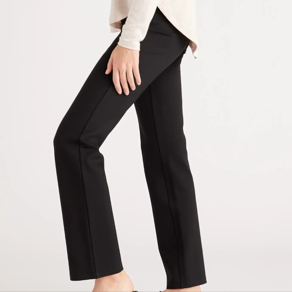 Quince Ultra Stretch Ponte Straight Leg Black Pants - Picture 2 of 6